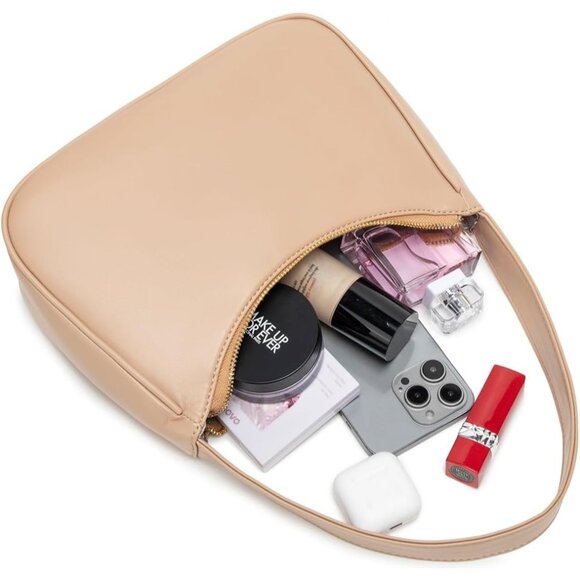 Women Khaki Imported Polyester Pu Leather Zipper Closure Cute Mini Tote Handbag - Picture 5 of 6